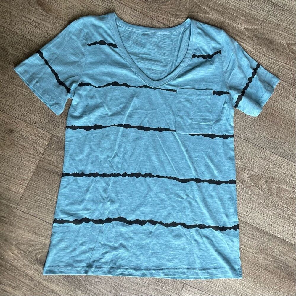 Medium Blue and Black Charlie Brown Striped T Shirt